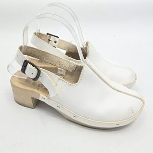 Rosa Mosa White Leather Slingback Clogs